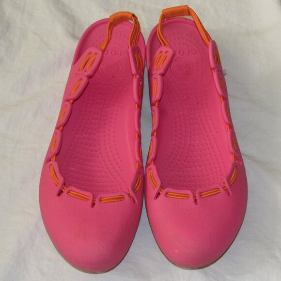 Crocs Springi Slingback Ballet Flats Pink Orange Women's Size 9 Slip On - Picture 1 of 5